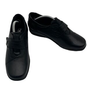 Padders UK Simone Black Leather Comfort Wedge Shoes Women's Sz UK 4 / US 6